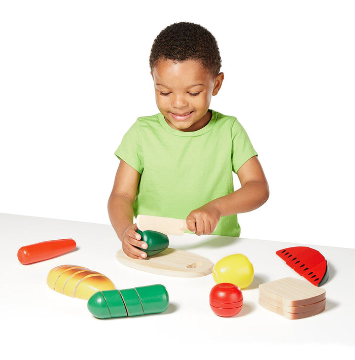 Melissa & Doug Cutting Food - Play Food Set With 30 + Hand-Painted Wooden Pieces,, and Cutting Board [Home Decor]- Olde Church Emporium