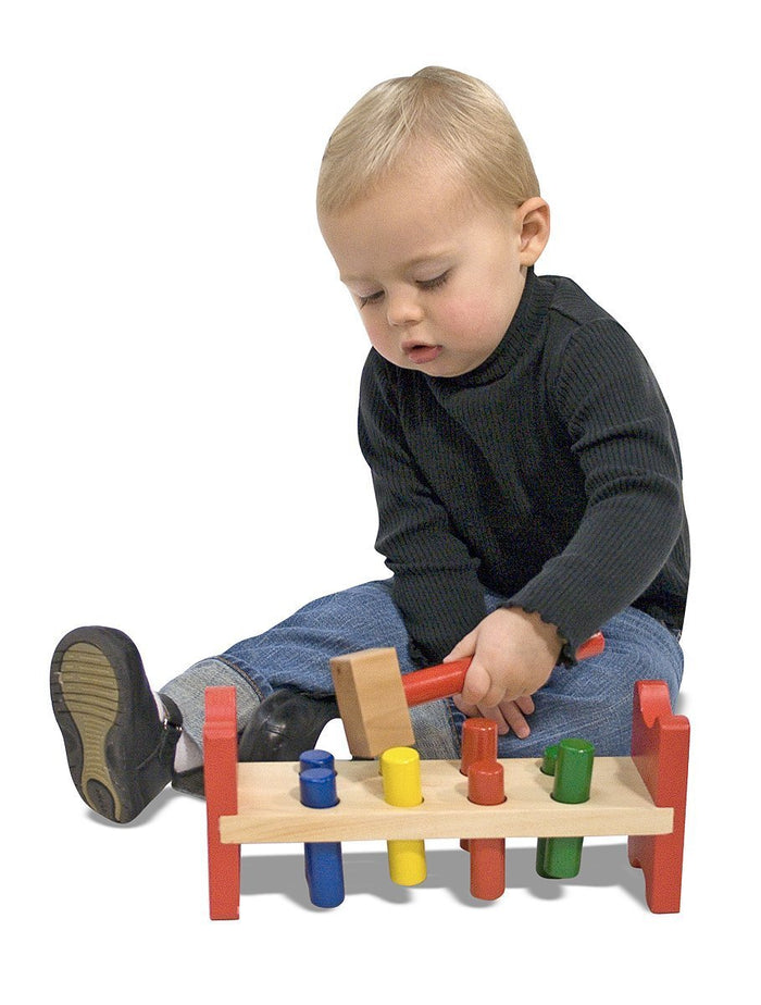 Melissa & Doug Classic Deluxe Wooden Pound-A-Peg Toy With Hammer - Olde Church Emporium