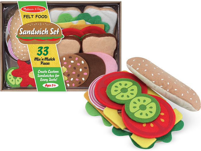 Melissa & Doug Felt Food Sandwich Play Food Set (33pc) Ages 3+