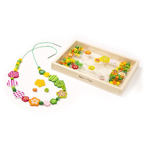 Melissa & Doug flower Power Wooden Bead Set With 150+ Beads and 5 Cords for Jewelry-Making