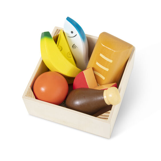 Melissa & Doug Food Groups 21 Hand Painted Wooden Pieces and 4 Crates Ages 2+ Item # 271