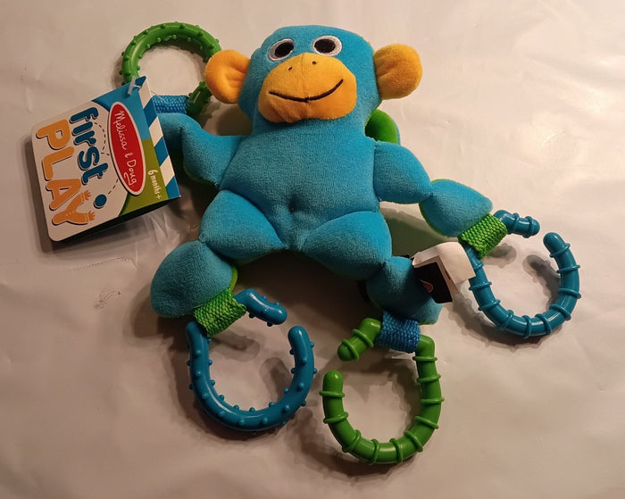 Melissa & Doug Linking Monkey Grasping Toy for Baby Teething Rings Hook Onto Stroller Item #3603