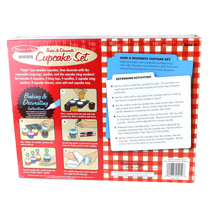 Melissa & Doug - Bake and Decorate Wooden Cupcake Pretend Play Food Set [Home Decor]- Olde Church Emporium