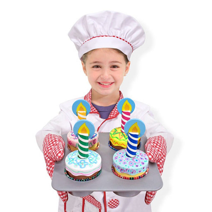 Melissa & Doug - Bake and Decorate Wooden Cupcake Pretend Play Food Set [Home Decor]- Olde Church Emporium