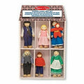 Melissa & Doug Wooden Family Doll Set Figures 7 dolls flexible arms & legs