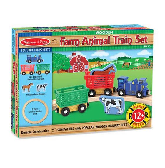 Melissa & Doug Wooden Farm Animal Train Set 12 pieces - Olde Church Emporium