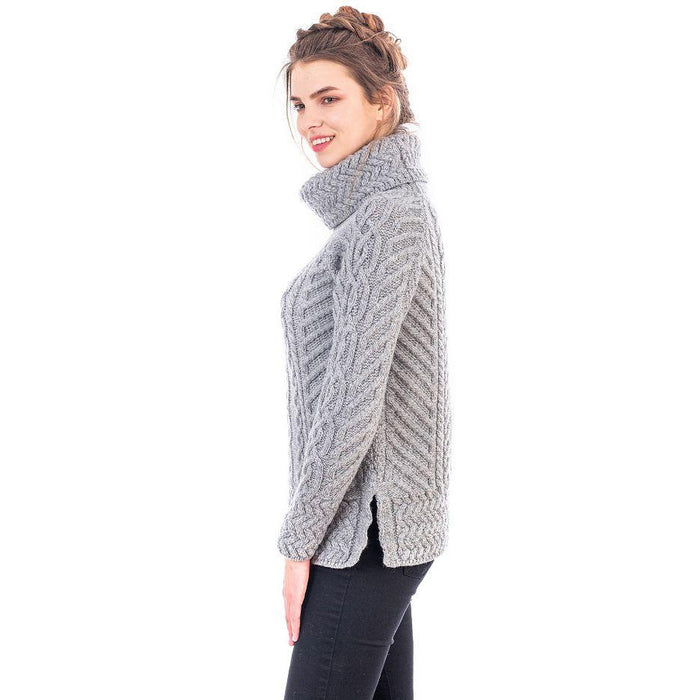 Merino Wood Ladies Cowl Neck Sweater Made in Ireland - Olde Church Emporium