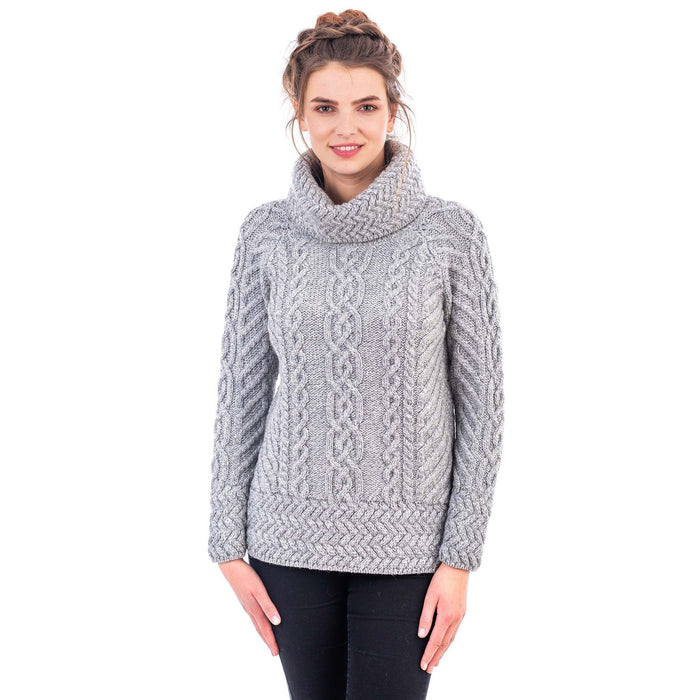 Merino Wood Ladies Cowl Neck Sweater Made in Ireland - Olde Church Emporium