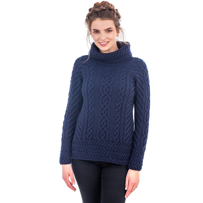 Merino Wood Ladies Cowl Neck Sweater Made in Ireland - Olde Church Emporium