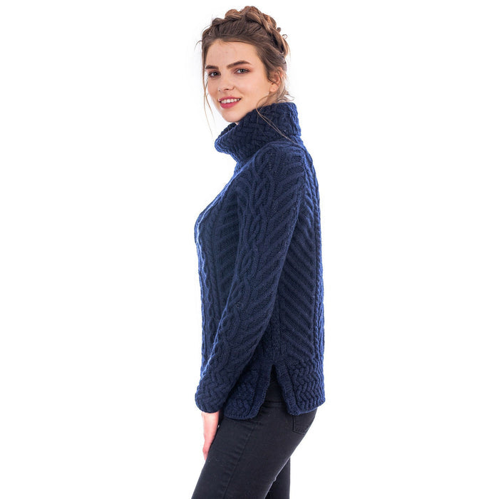 Merino Wood Ladies Cowl Neck Sweater Made in Ireland - Olde Church Emporium