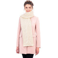 Merino Wool Cable Knit Scarf 69 x 8 Inches Made in Ireland 3 Colors - Olde Church Emporium