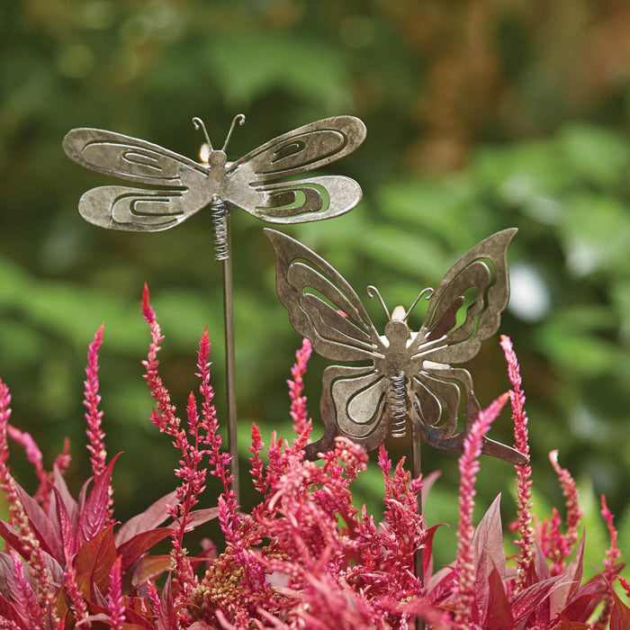 Metal Garden Stakes 2 Styles Butterfly and Dragonfly