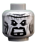 Minifigure, Head Alien with White Face, Black Brow and Cheek Lines and Goatee
