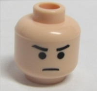 Minifigure, Head Male Stern Black Eyebrows, Black Eyes and Frown Pattern