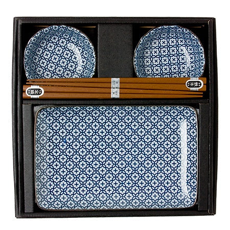 Miya Blue & White Cross Sushi Set