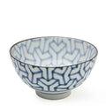 Miya Monyou Corner Rice Bowl - Blue / White / 4.25"