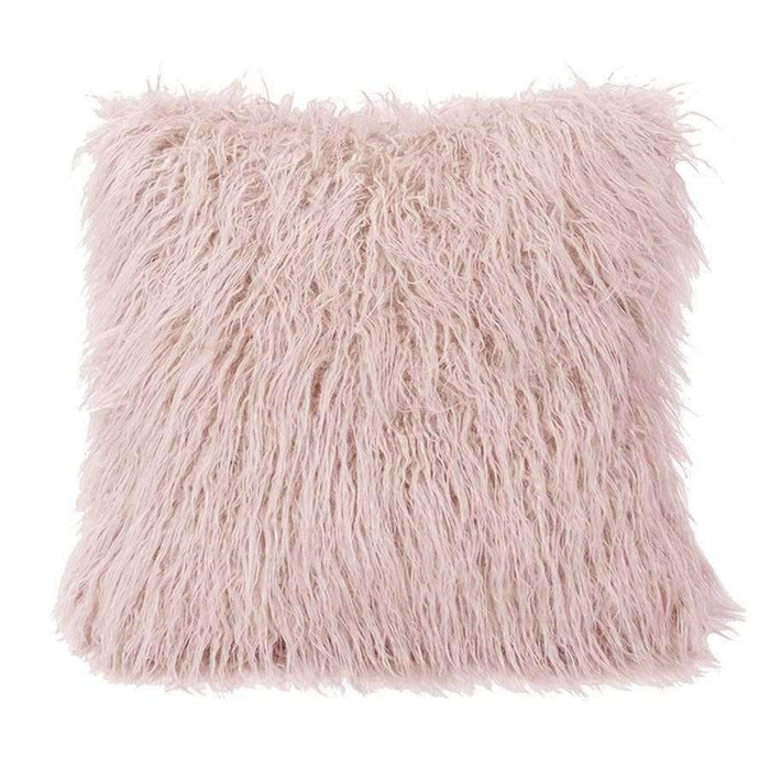 Mongolian Fur Throw Pillow - Blush - Your Western Decor
