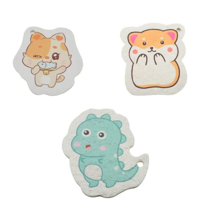 Natural Kid Bath Sponges – Eco-Friendly & Compostable –  3 Fun Animal Shapes