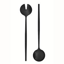 Natural Living Stainless Steel Salad Servers, Black