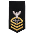 Navy E7 FEMALE Rating Badge: ST Sonarman - seaworthy gold on blue