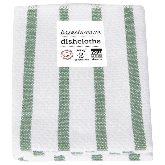 Now Designs Basketweave Dishcloths set of 2 - Elm Green