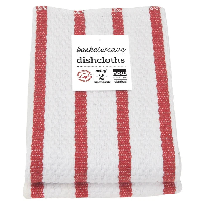 Now Designs Basketweave Dishcloths set of 2 - Red