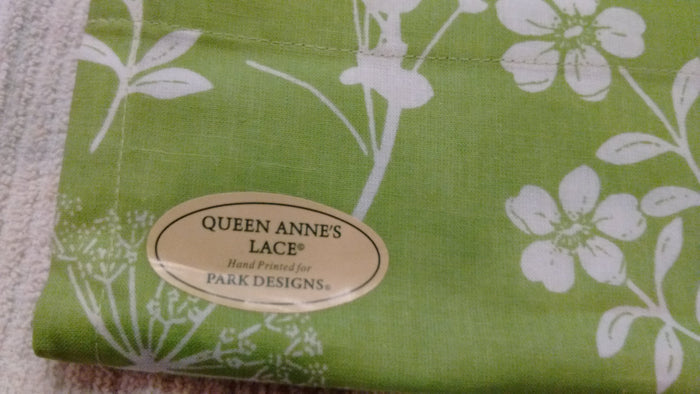 Park Design - Queen Anne's Lace Green Valance, 72 x 14 Inches Hand Printed Design - Olde Church Emporium