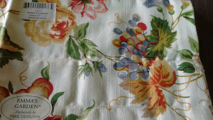 Park Design -Emma's Garden Valances 72 x 14 Inches 100% Cotton - Olde Church Emporium