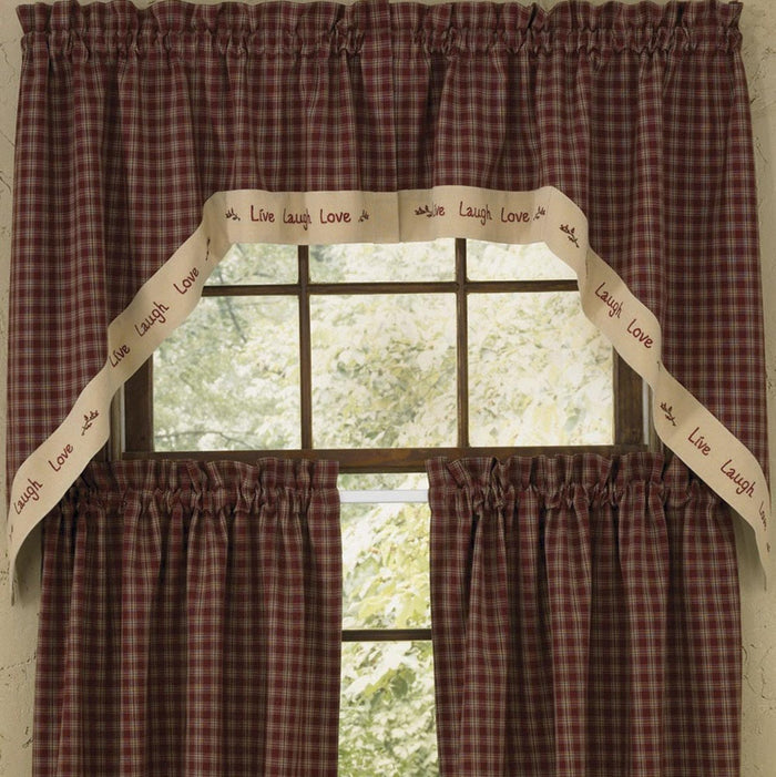 Park Design -Sturbridge Live Lined Swag Pair -  Wine -  72 x 36 Inches Farmhouse Country - Olde Church Emporium