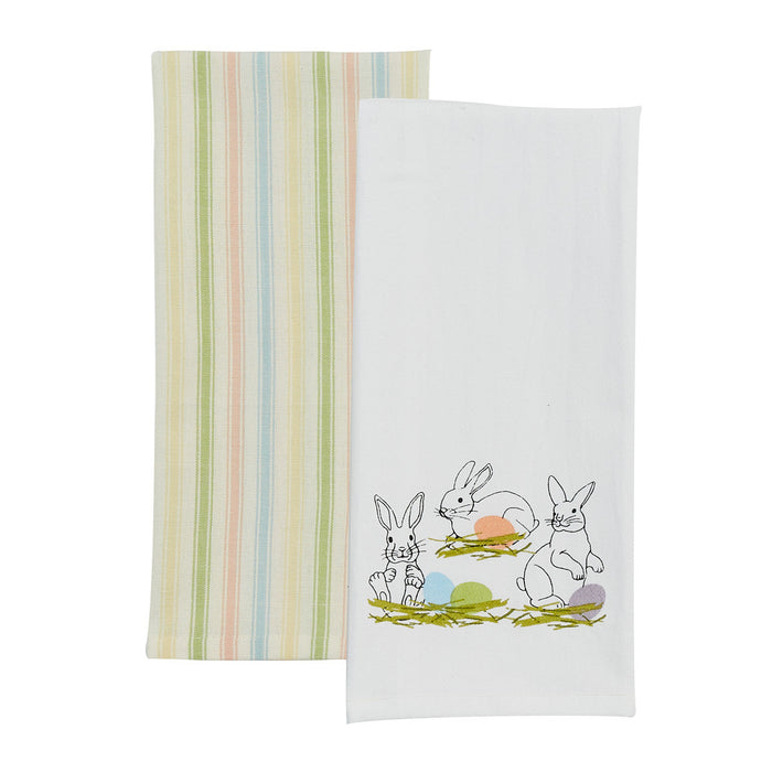 Park Design Brushstroke Dishtowel Set - Printed Bunnies Set of 2