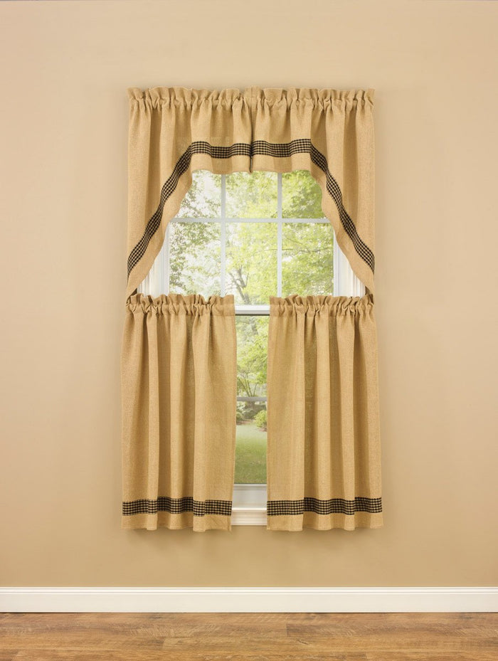 Park Design Burlap and Black Check Swag 36" x 72" - Farmhouse, Country - Olde Church Emporium