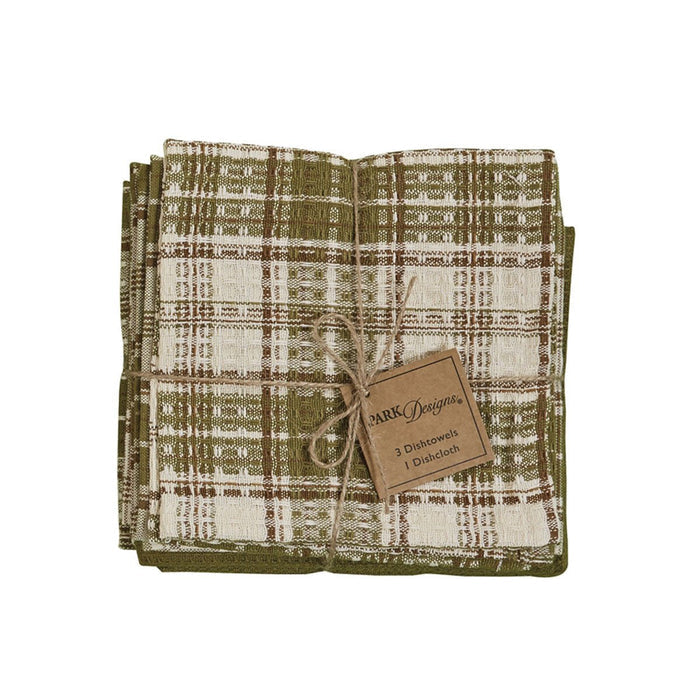 Park Design Cedar Lane 3 Dishtowel & 1 Dishcloth Set Farmhouse, Country - Olde Church Emporium