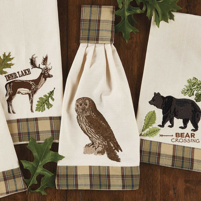 Park Design Sequoia Embroidered Decorative Owl Dishtowel 18 x 28 Inches Farmhouse, Country - Olde Church Emporium