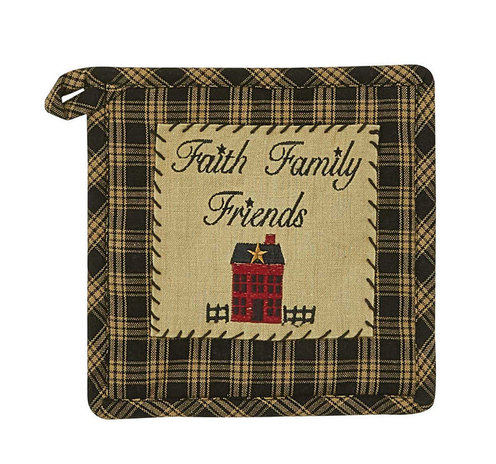 Park Design Sturbridge Home Faith Family Friends Plaid Potholder 8 x 8 Inches Square