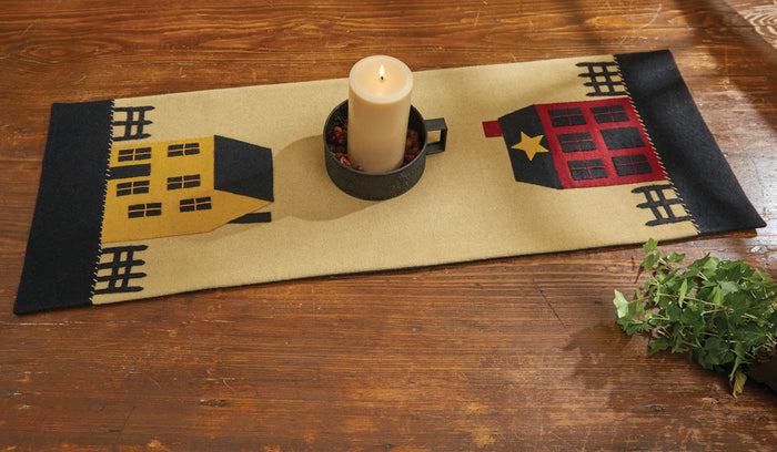 Park Design Sturbridge Home Felt Primitive Table Runner 13 x 36 Inches Farmhouse, Country, Cabin