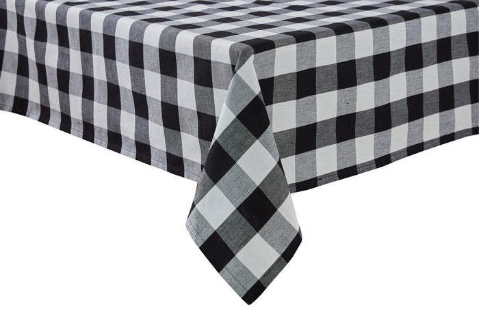 Park Design Wicklow Check Square Table Cloth Black and Cream 54 x 54 Inches Farmhouse Country - Olde Church Emporium