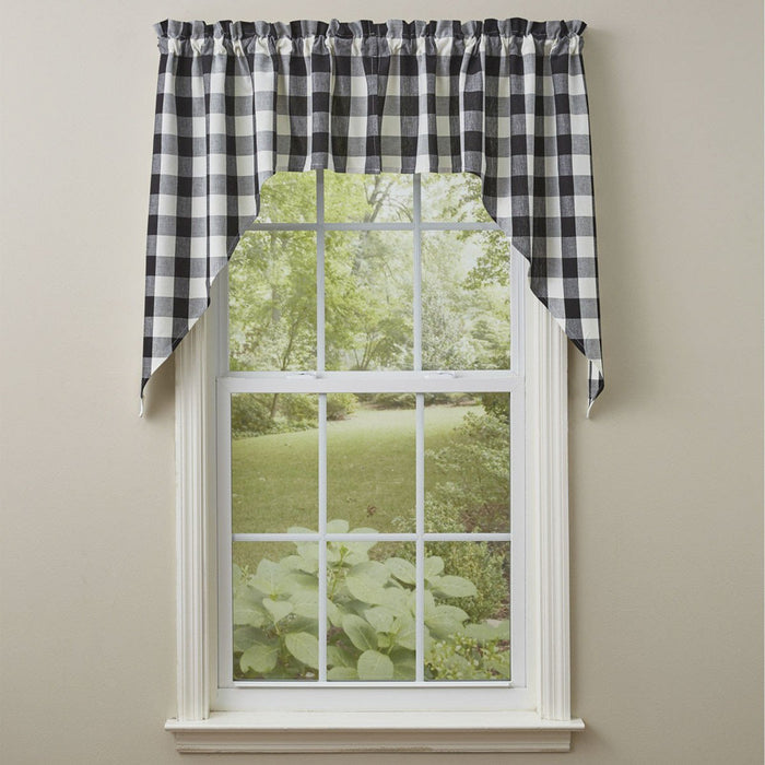 Park Design Wicklow Check Swag Black and Cream- 36" x 72"  - Farmhouse, Country - Olde Church Emporium