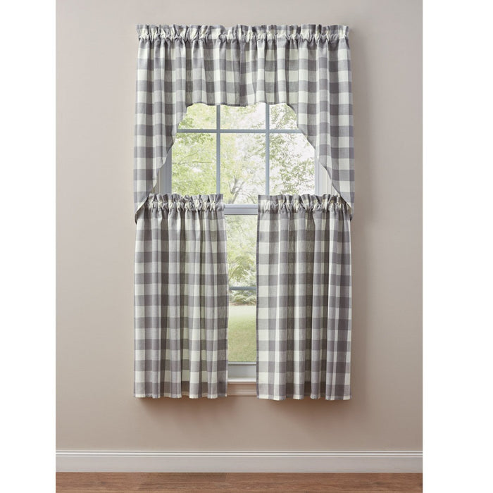 Park Design Wicklow Check Swag Dove - 36" x 72"  - Farmhouse, Country - Olde Church Emporium