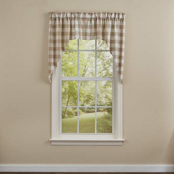 Park Design Wicklow Check Swag Natural - 36" x 72"  - Farmhouse, Country - Olde Church Emporium