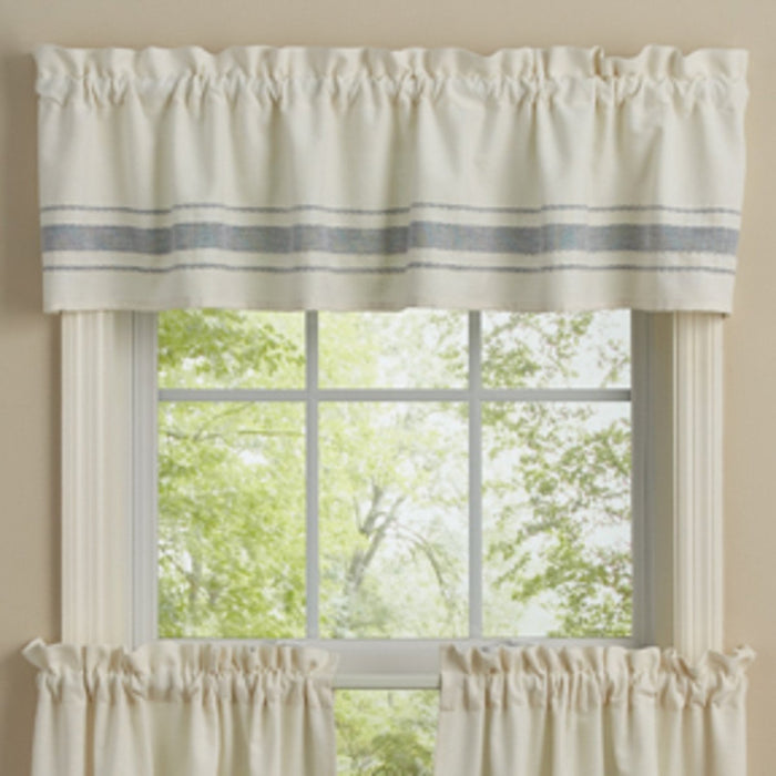 Park Designs - Summer Breeze Unlined Valance Country Primitive Farmhouse creme/blue 60 x 14 inches - Olde Church Emporium