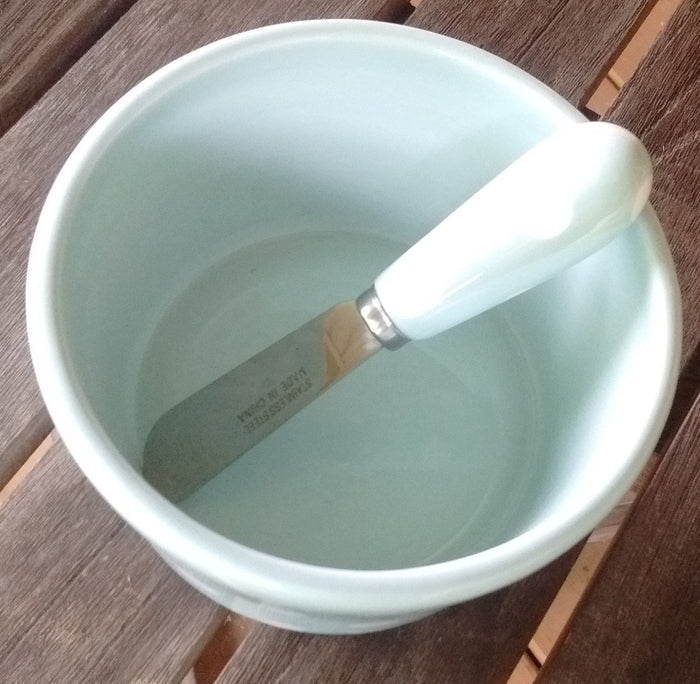 Park Designs Ashley Dip Bowl and Spreader Set Light Blue Color with Dot Design - Olde Church Emporium