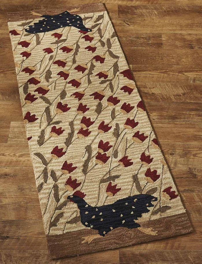 Park Designs Chicken Run Hooked Rug Runner 24 x 72 Inches - Olde Church Emporium