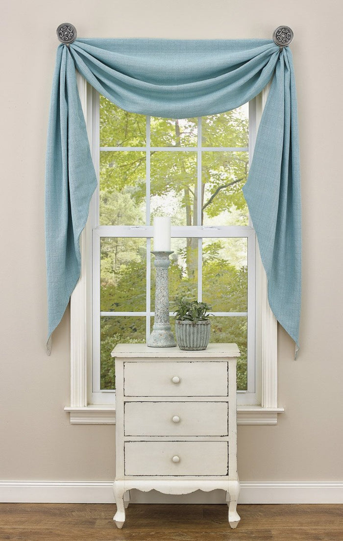 Park Designs Crawford Lined Fishtail Swag Sea Blue 145 x 25 Inches - Olde Church Emporium