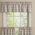 Park Designs Farm Yard Unlined Window Valance - White, Gray, Red Plaid 72 x 14 Inches - Olde Church Emporium