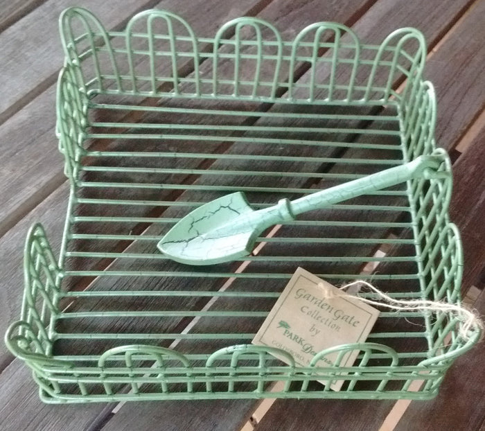 Park Designs Garden Spade Luncheon Napkin Holder - Green Metal Crackled - Olde Church Emporium