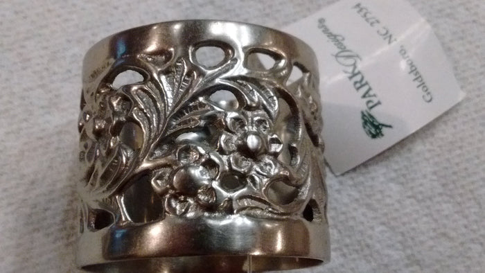 Park Designs "Rose Filigree Napkin Ring Pewter" Kitchen Dining Napkin Rings - Olde Church Emporium