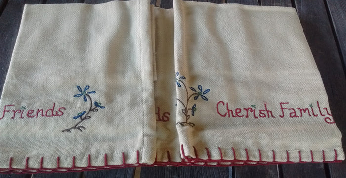 Park Designs Sentiments Cherish Family and Friends Appliqued Lined Valances 60 x 14 Inches - Olde Church Emporium