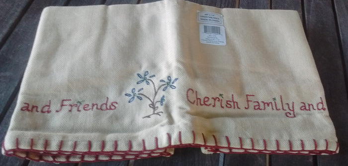 Park Designs Sentiments Cherish Family and Friends Appliqued Lined Valances 60 x 14 Inches - Olde Church Emporium