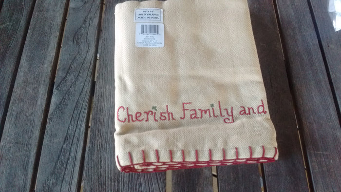 Park Designs Sentiments Cherish Family and Friends Appliqued Lined Valances 60 x 14 Inches - Olde Church Emporium