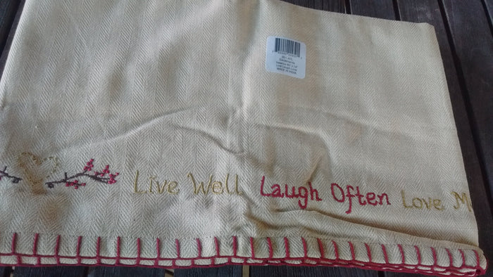 Park Designs Sentiments Live Laugh Love Appliqued Lined Valances 60 x 14 Inches - Olde Church Emporium
